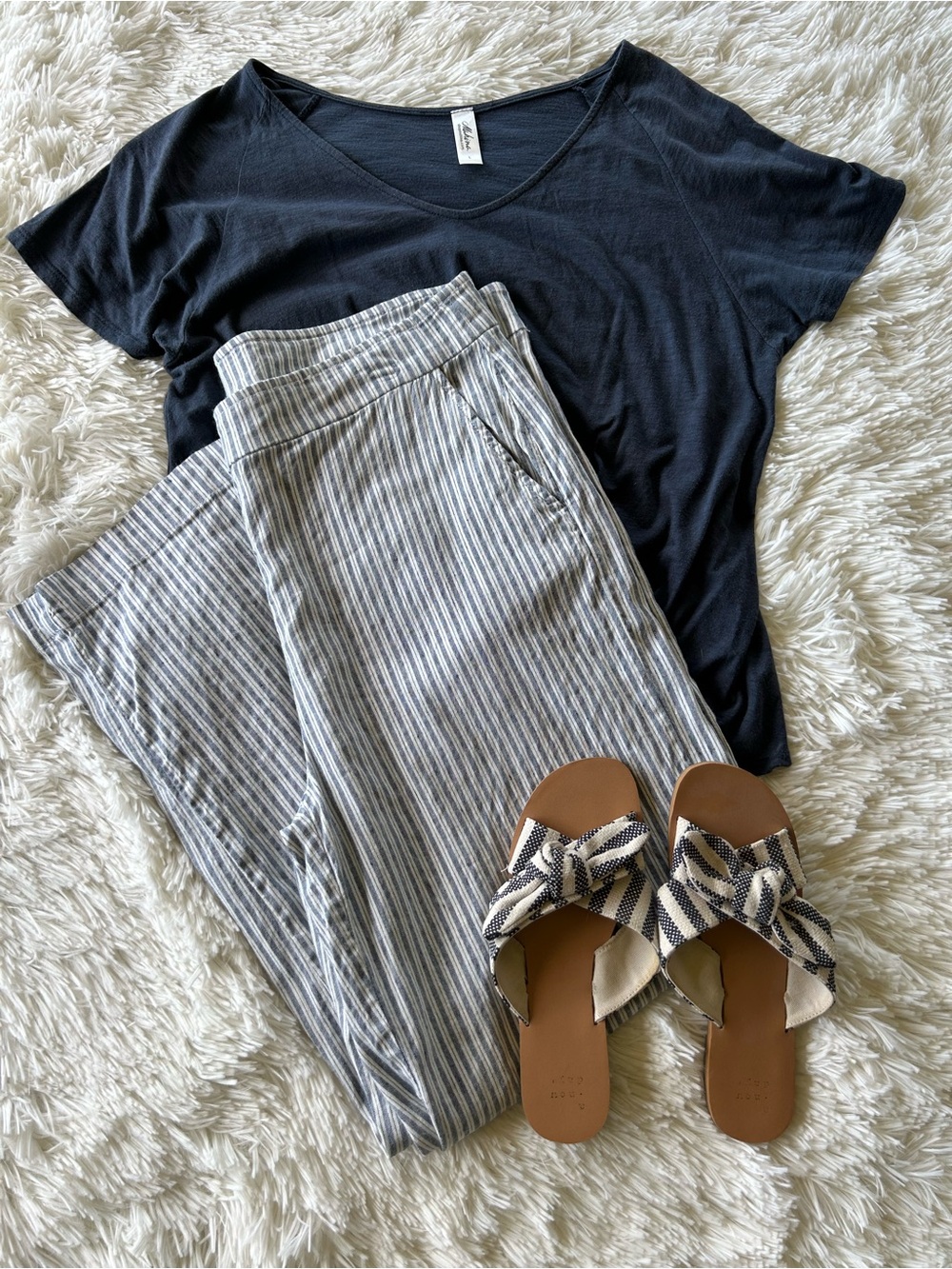 Chico's | Striped Linen Wide Leg Pants